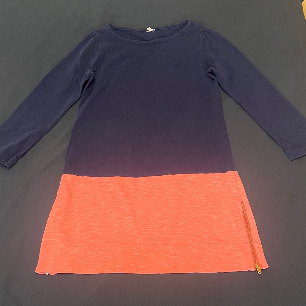 J.Crew Colorblock Dress Size S | Navy & Coral Long Sleeve Dress | Classic Spring - Picture 7 of 10